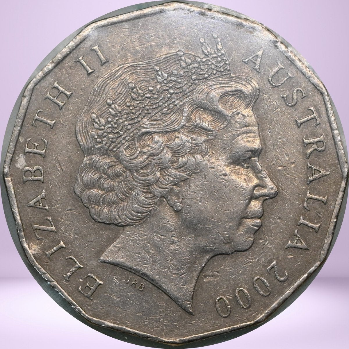 Obverse 2000 50c Millennium Fat Letter coin - portrait QEII - text 'Elizabeth II Australia 2000'