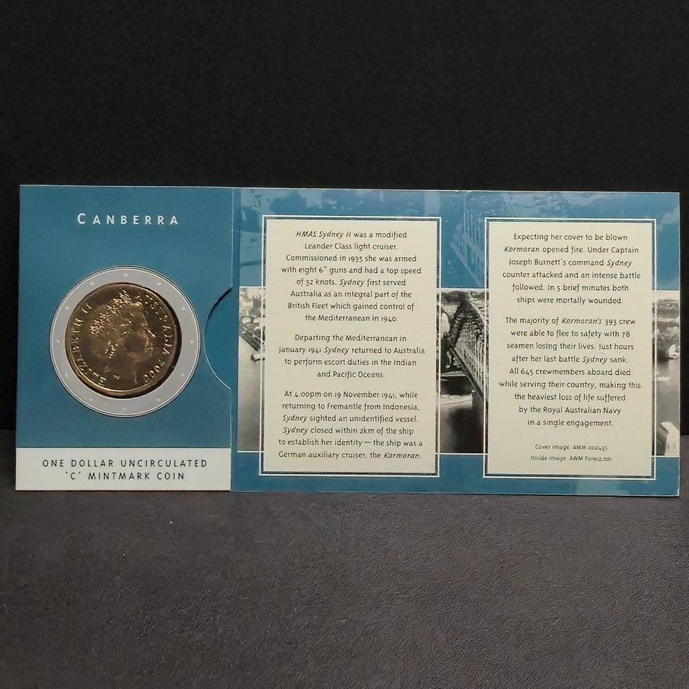 2000 $1 HMAS Sydney II 'C' Mintmark Uncirculated Carded Coin