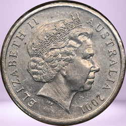 2001 5c obverse with effigy of Queen Elizabeth II and text 'Elizabeth II Australia 2001'