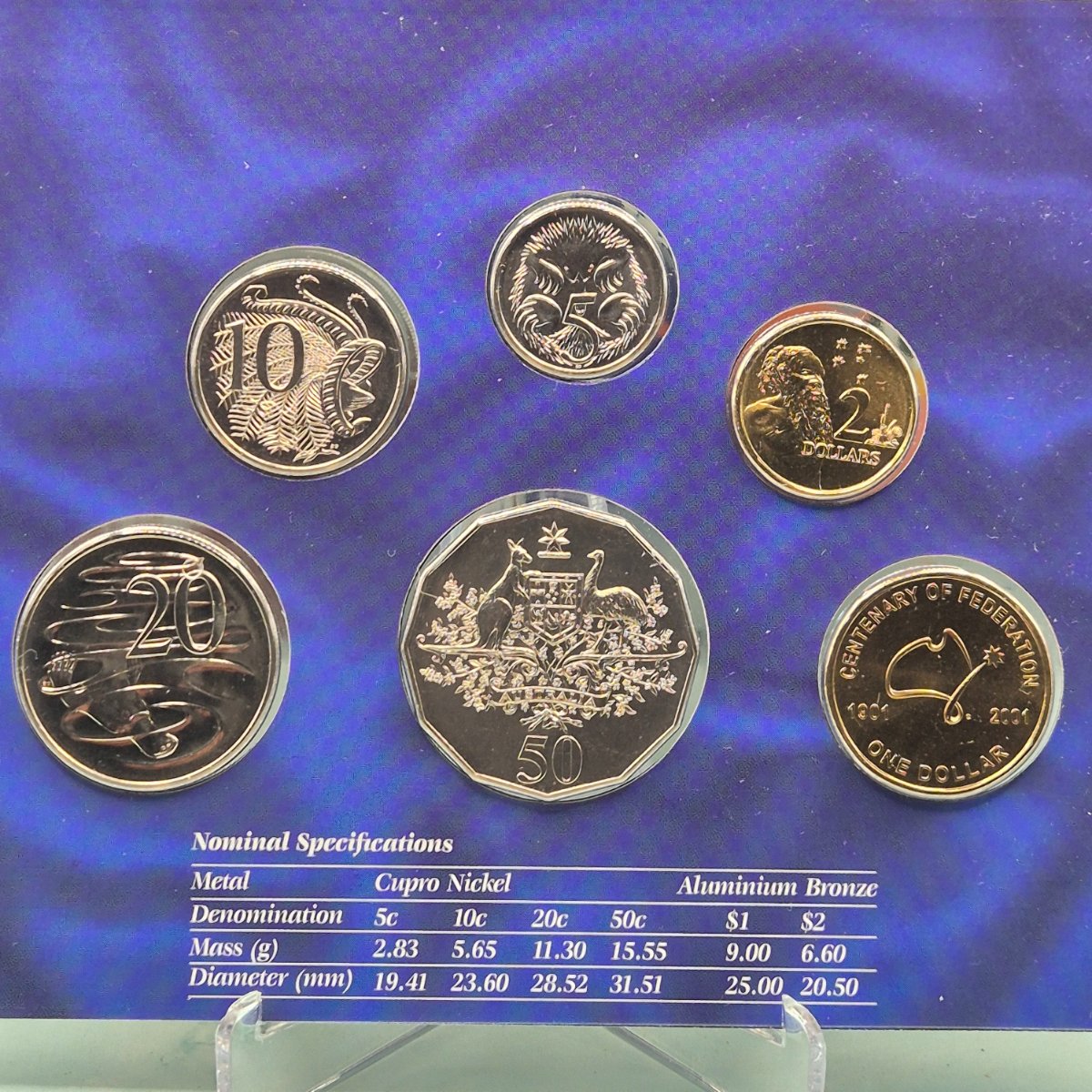 2001 Centenary of Federation Royal Australian Mint Six Coin Uncirculated Year Set Mint Set