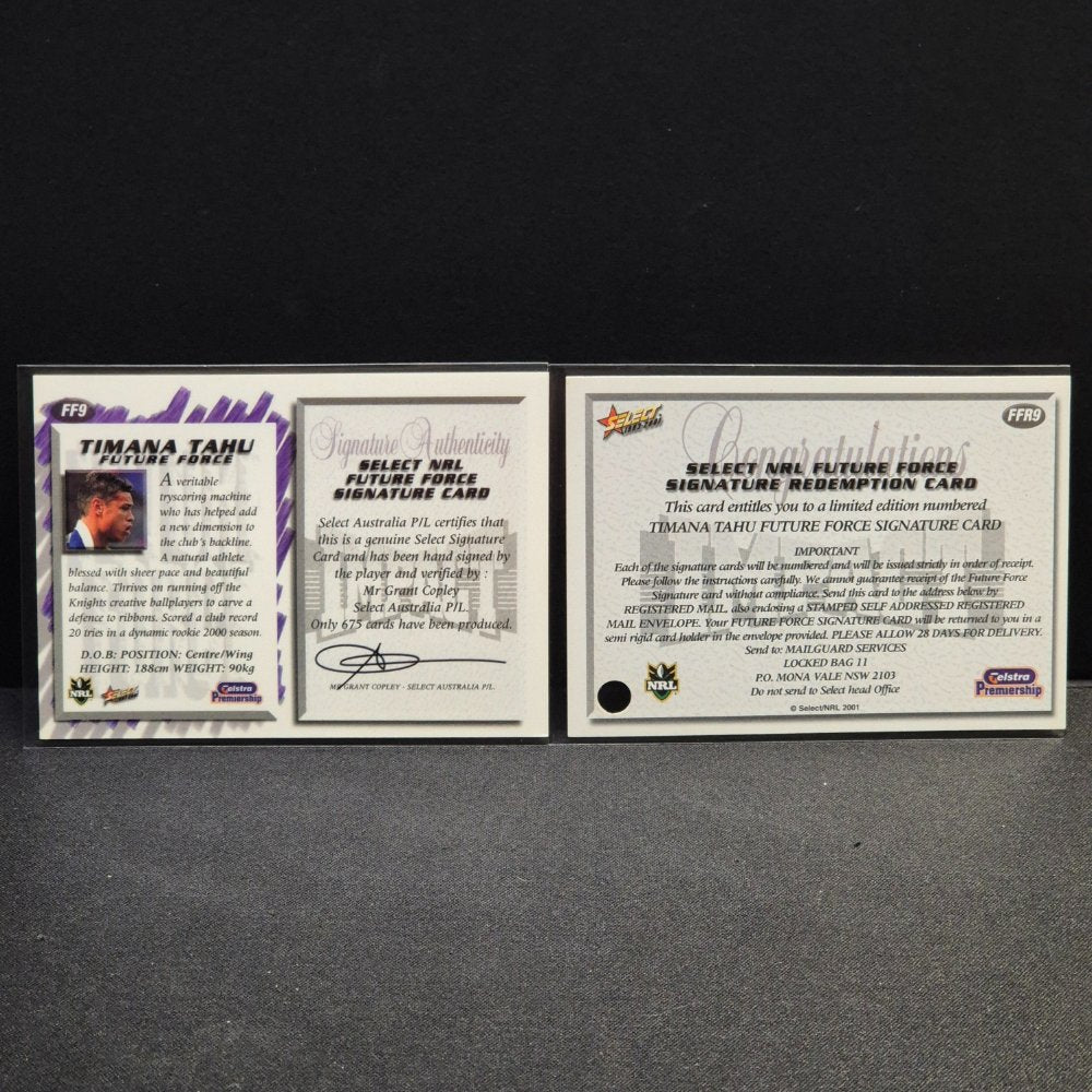 2001 NRL Select - Future Force Signature - FF9 - Timana Tahu