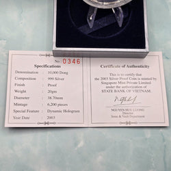 2003 Vietnam 10000 Dong Lunar Year of the Goat Hologram Silver Proof struck by the Singapore Mint