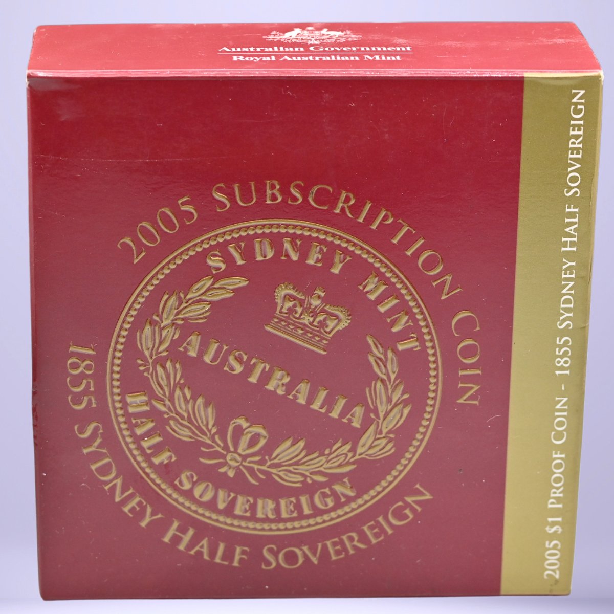 2005 $1 Subscription coin packaging commemorating 1855 Sydney Half Sovereign