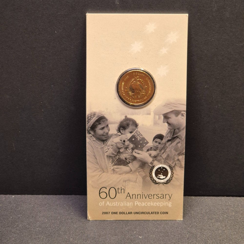 2007 $1 60th Anniversary of Australian Peacekeeping Uncirculated Carded Coin