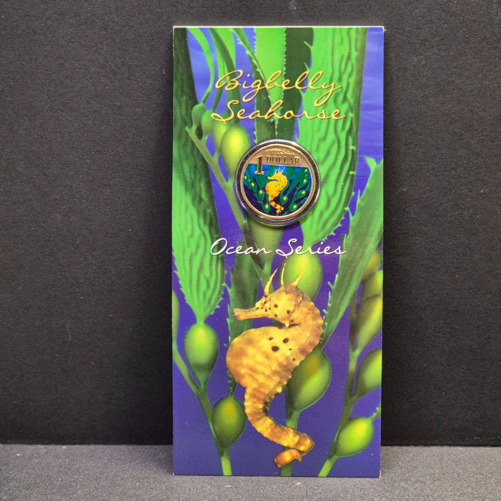 2007 $1 Ocean Series - Bigbelly Seahorse - Coloured Uncirculated Coin