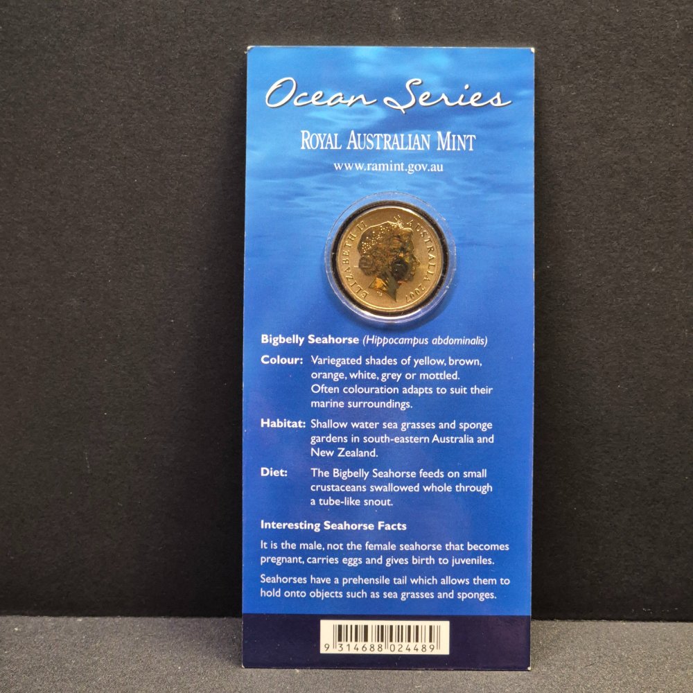 2007 $1 Ocean Series - Bigbelly Seahorse - Coloured Uncirculated Coin