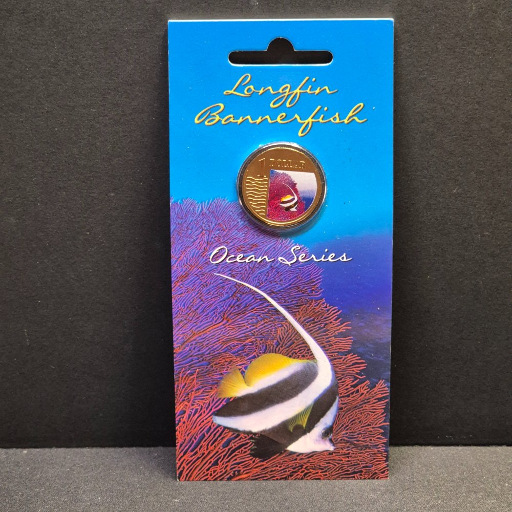 2007 $1 Ocean Series - Longfin Bannerfish - Coloured Uncirculated Coin