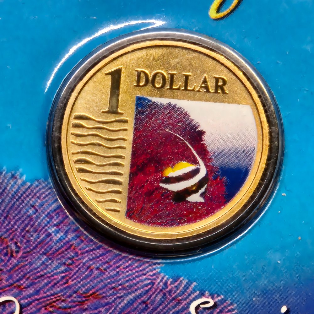 2007 $1 Ocean Series - Longfin Bannerfish - Coloured Uncirculated Coin