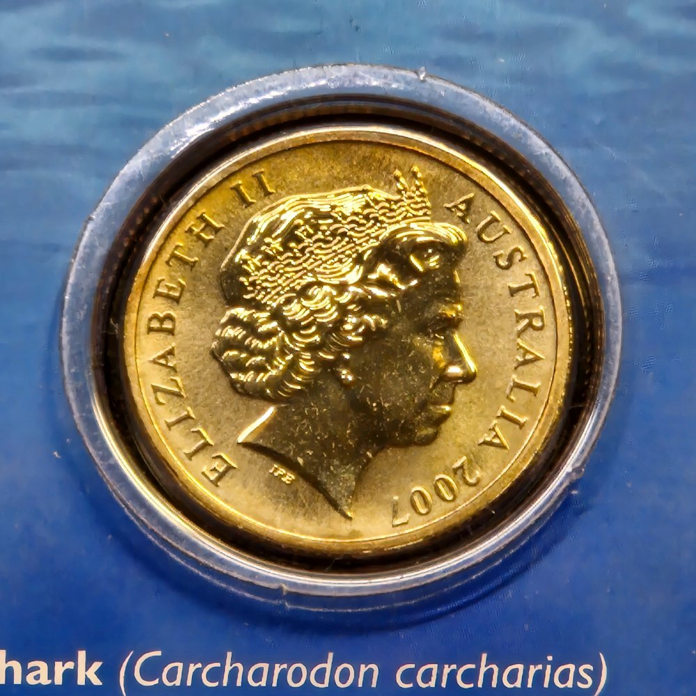 2007 $1 Ocean Series - White Shark - Coloured Uncirculated Coin