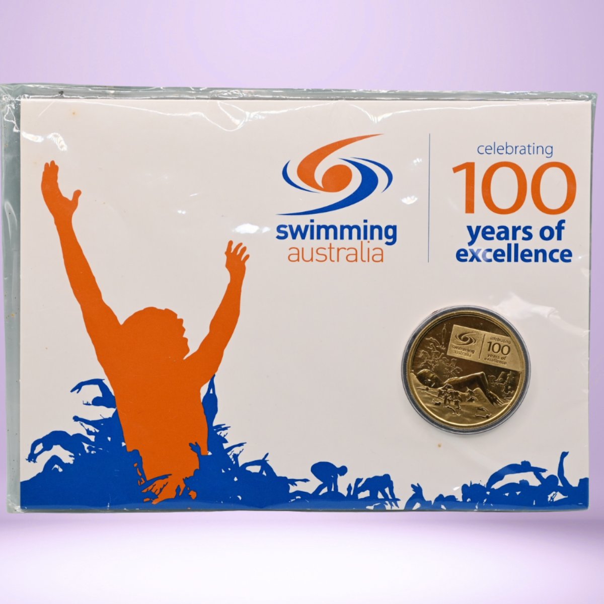 2009 $1 Perth Mint coin in a Swimming Australia packaging celebrating 100 years of excellence
