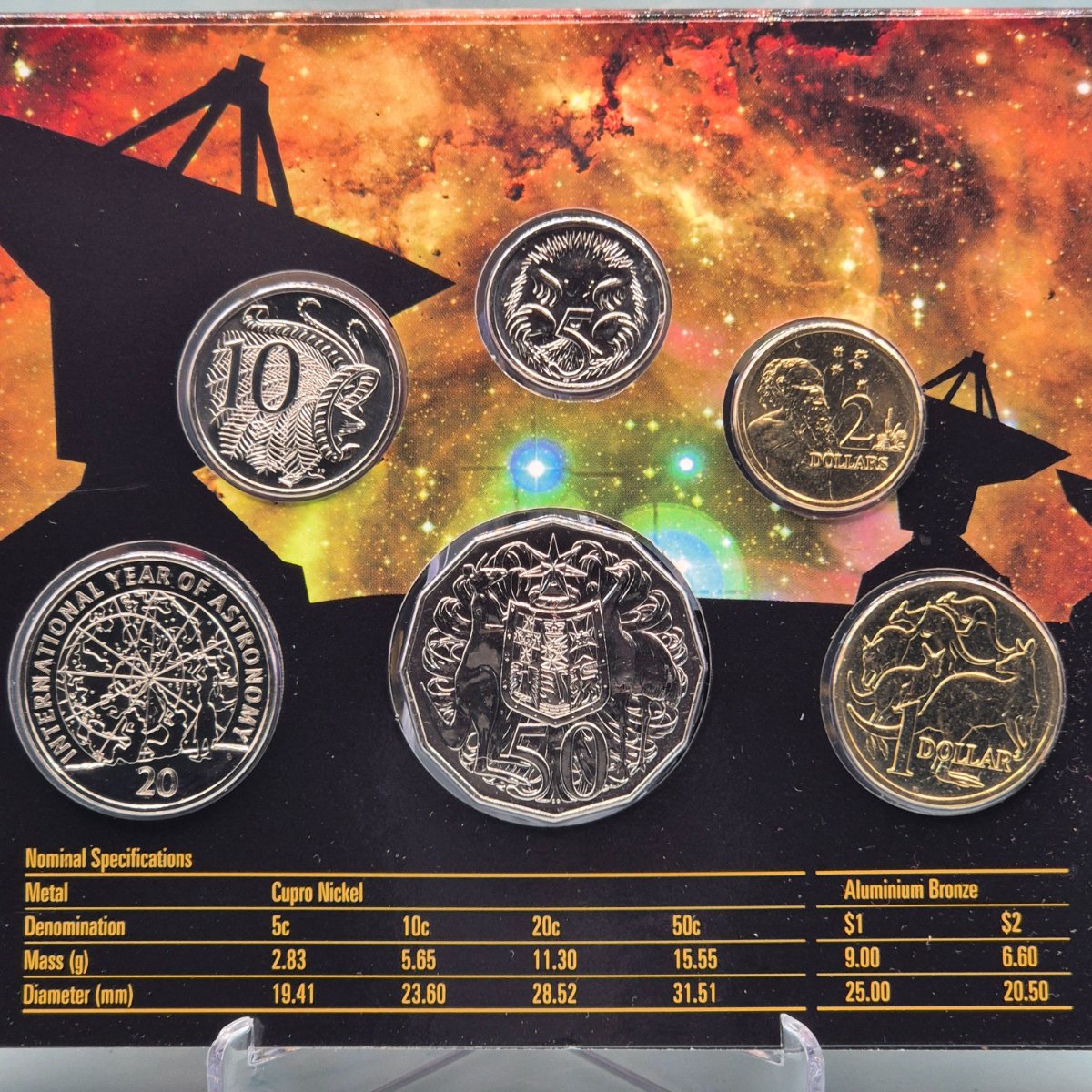 2009 International Year of Astronomy Six uncirculated coin mint set year set reverse of coins - NIFC 20c