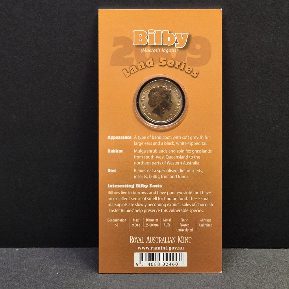 2009 $1 Land Series - Bilby - Coloured Uncirculated Coin