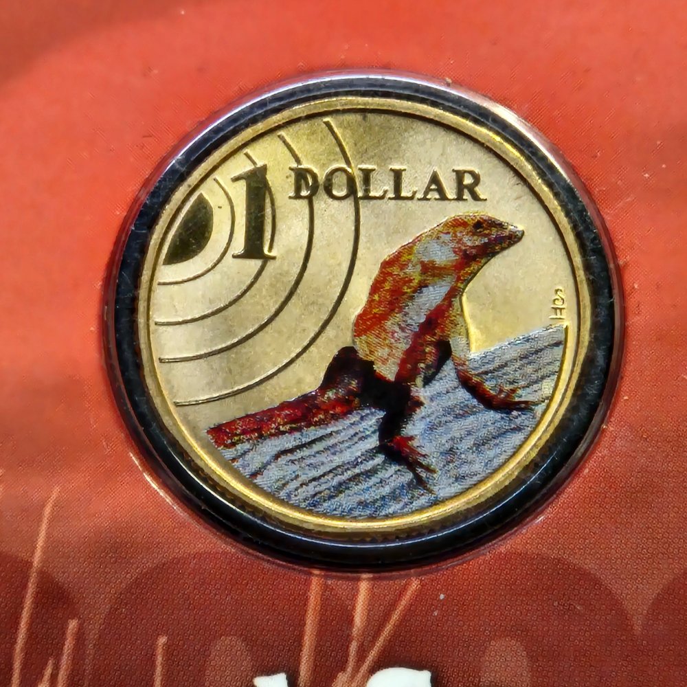 2009 $1 Land Series - Frilled Lizard - Coloured Uncirculated Coin