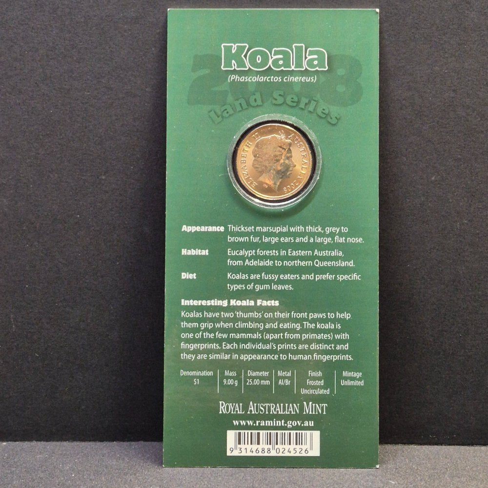 2008 $1 Land Series - Koala - Coloured Uncirculated Coin