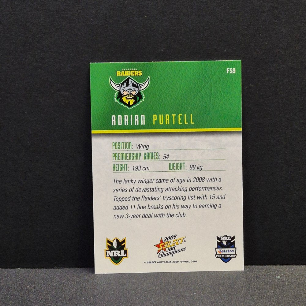 2009 NRL Select Champions - Foiled Signature - FS9 - Adrian Purtell