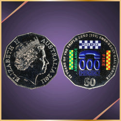 2011 50c Colored coin with 'Triple Zero Anniversary' design PCGS Graded MS68 obverse and reverse