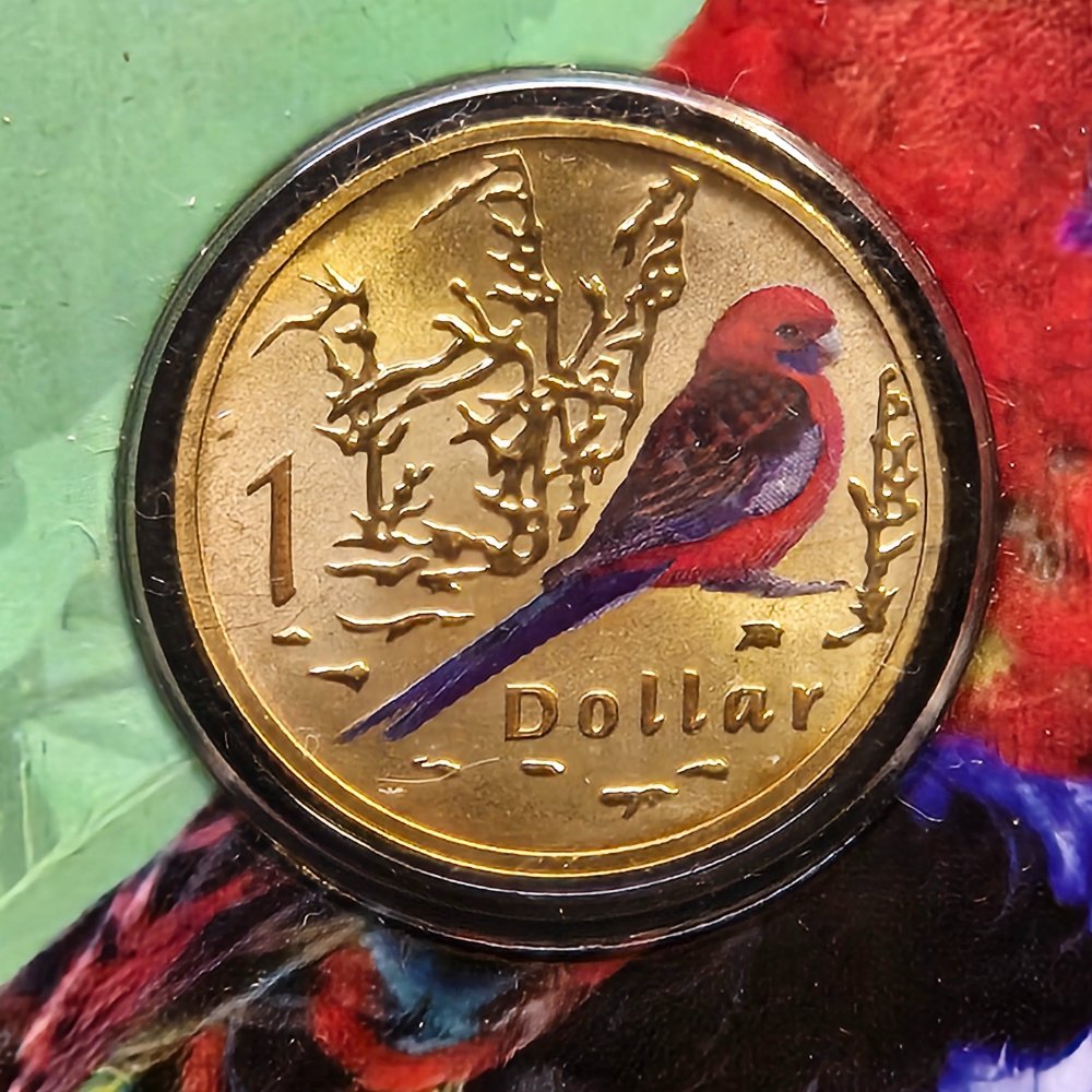 2011 $1 Air Series - Crimson Rosella - Coloured Uncirculated Coin