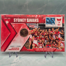 2012 $1 Sydney Swans AFL Premiership PNC with team photo and team colours, logo - reverse