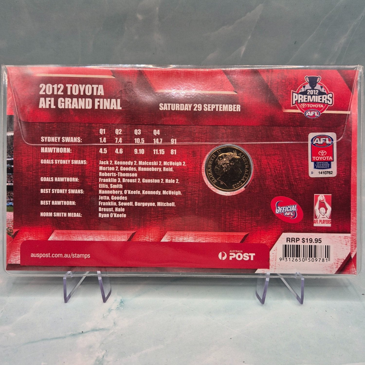 Back of 2012 $1 AFL Premiers Sydney Swans PNC
