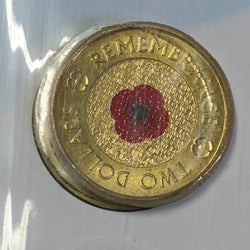 2012 $2 Remembrance Day Red Poppy on RSL Lest We Forget $10 Certificate of Donation glued to card, reverse shown