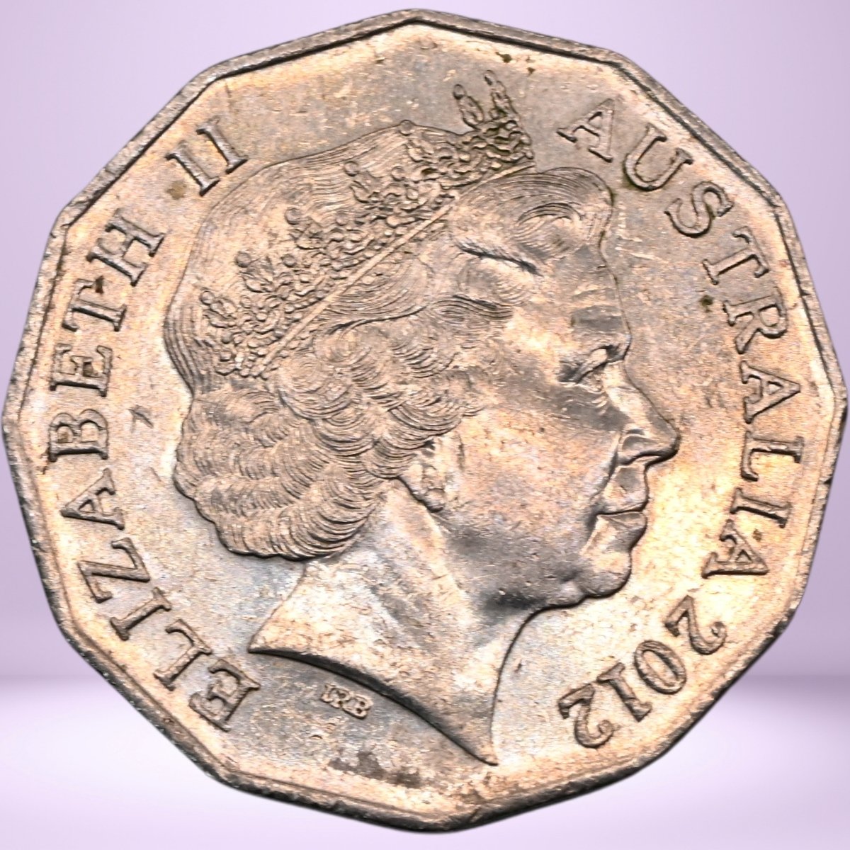 2012 50c coin obverse - profile of QEII - 'Elizabeth II Australia 2012' text 