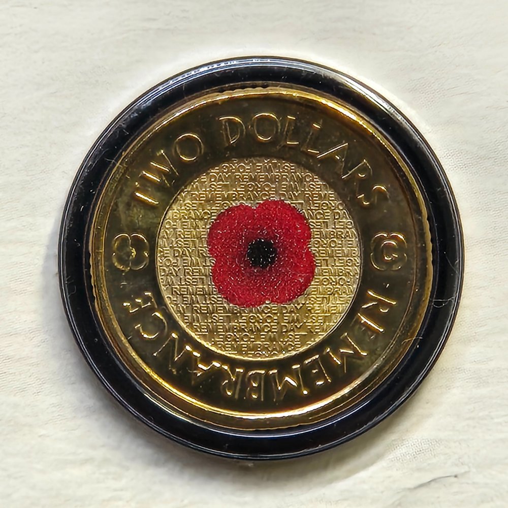 2012 $2 'C' Mintmark Remembrance Day Red Poppy Folder