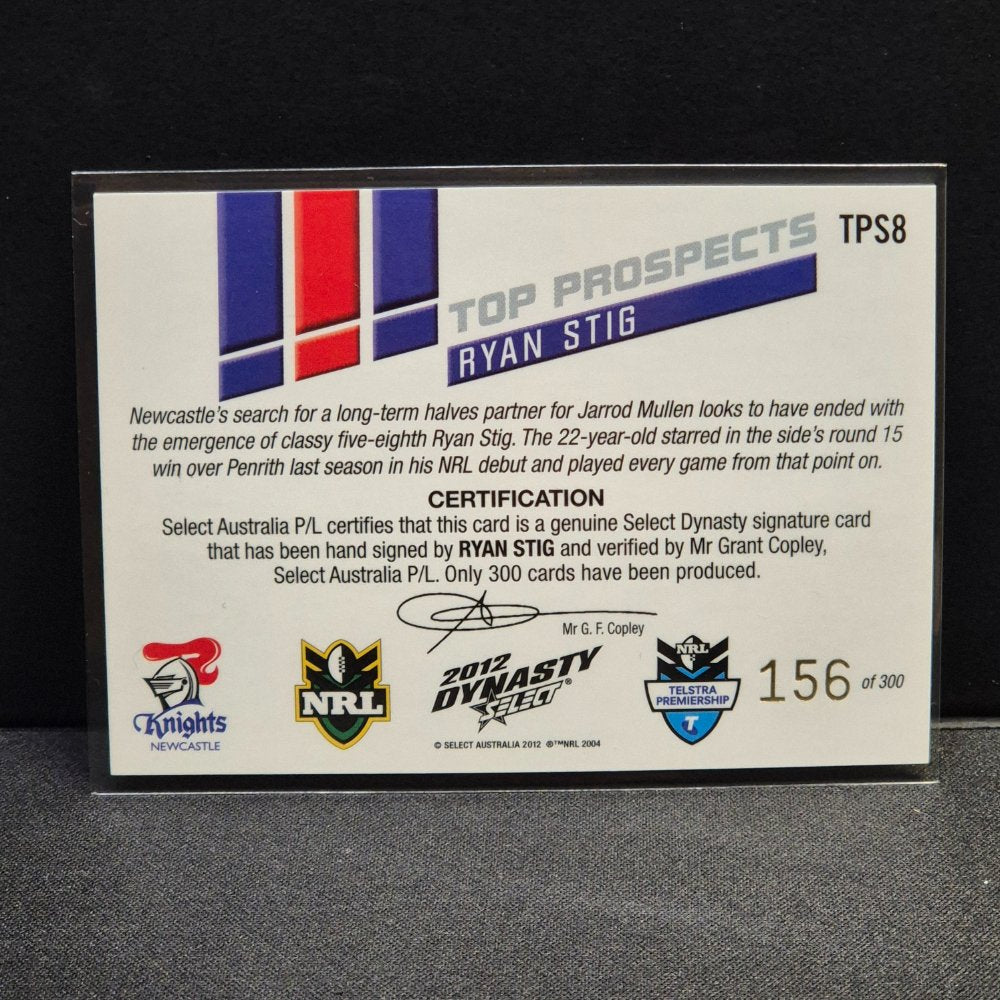 2012 NRL Select - Top Prospects Signature - TPS8 - Ryan Stig