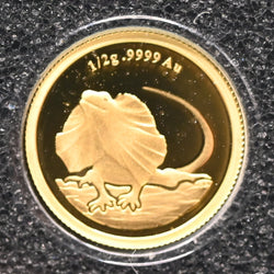2013 $2 Half Gram Gold Proof coin with a lizard design - reverse