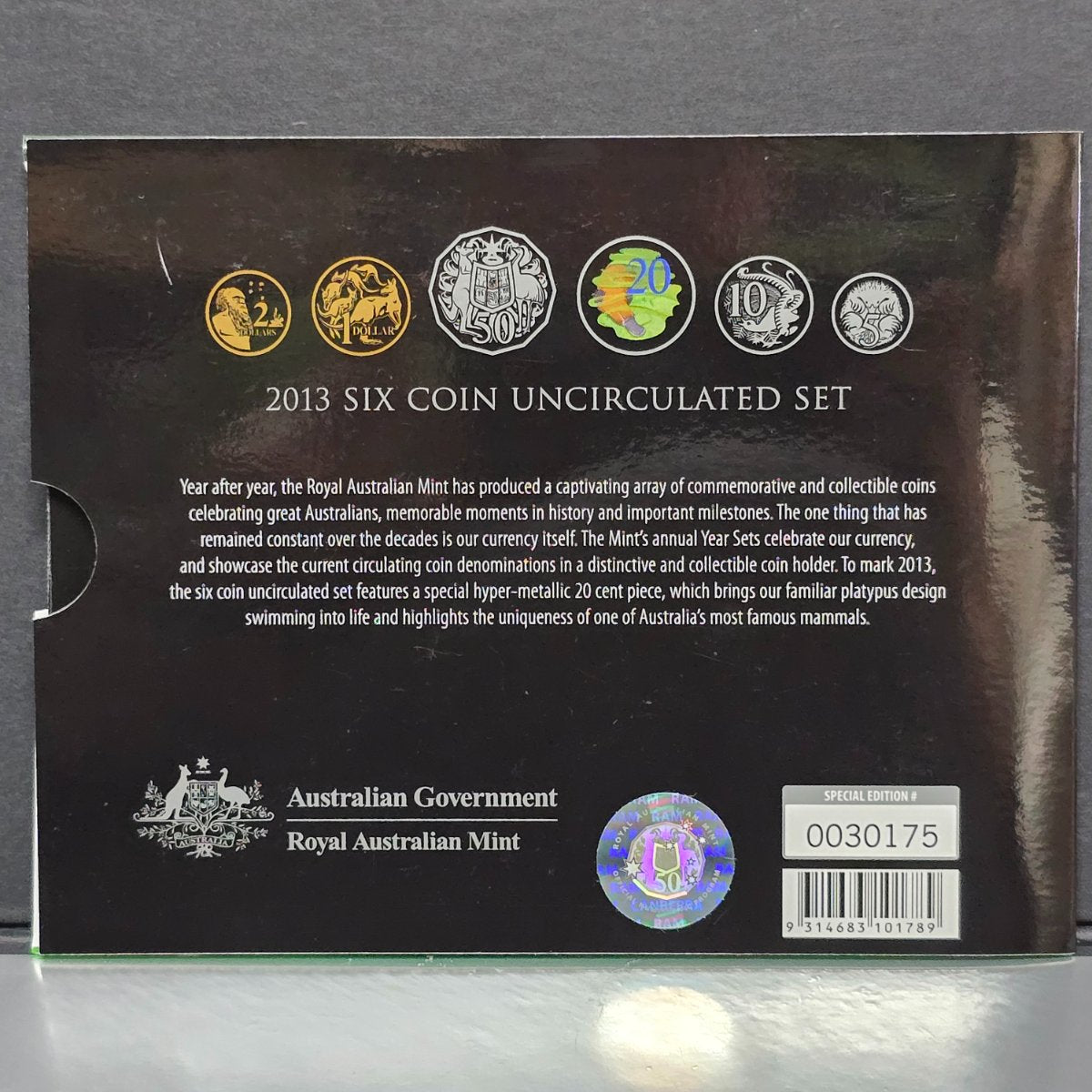 2013 Special Edition Six Coin Mint Set with Hyper Metallic 20c