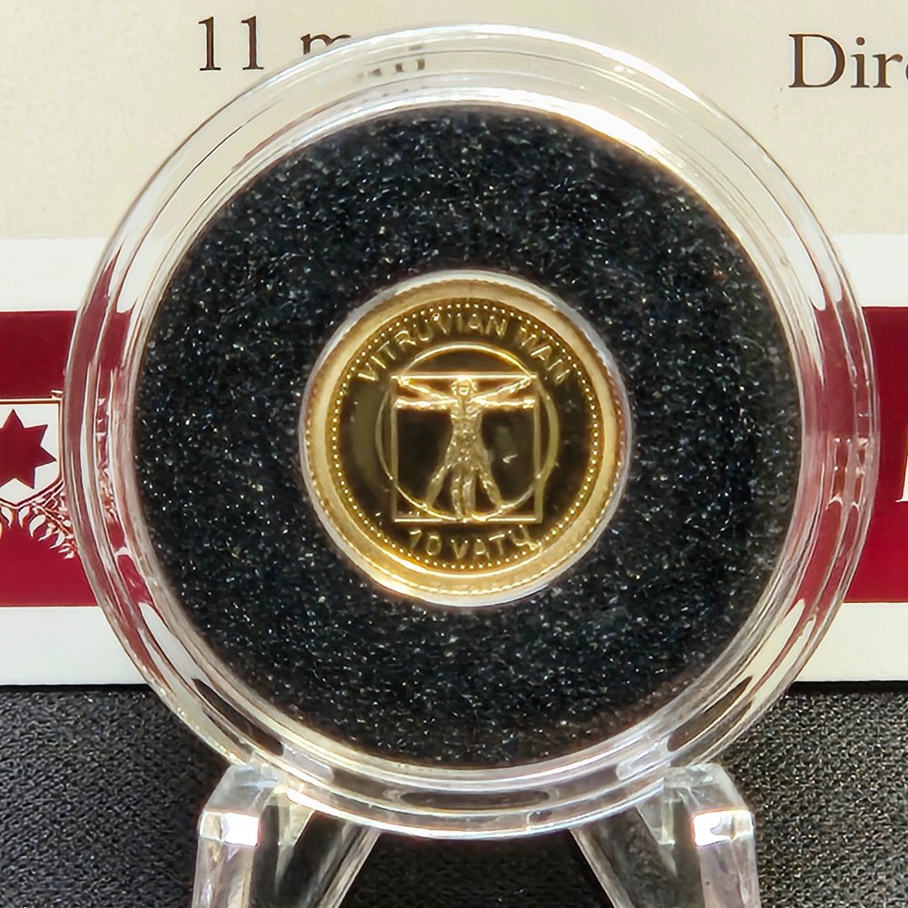 2012 Vitruvian Man Gold Proof Coin – 10 Vatu, Macquarie Mint (0.5g .585)