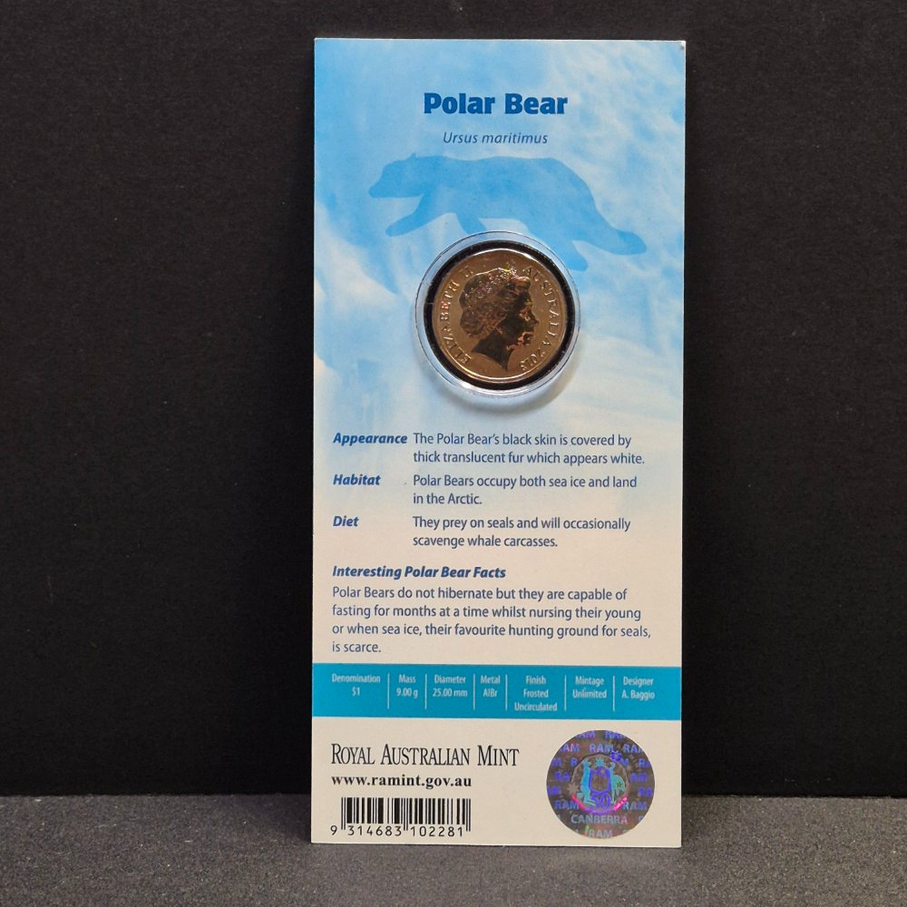 2013 $1 Polar Animals - Polar Bear - Coloured Uncirculated Coin