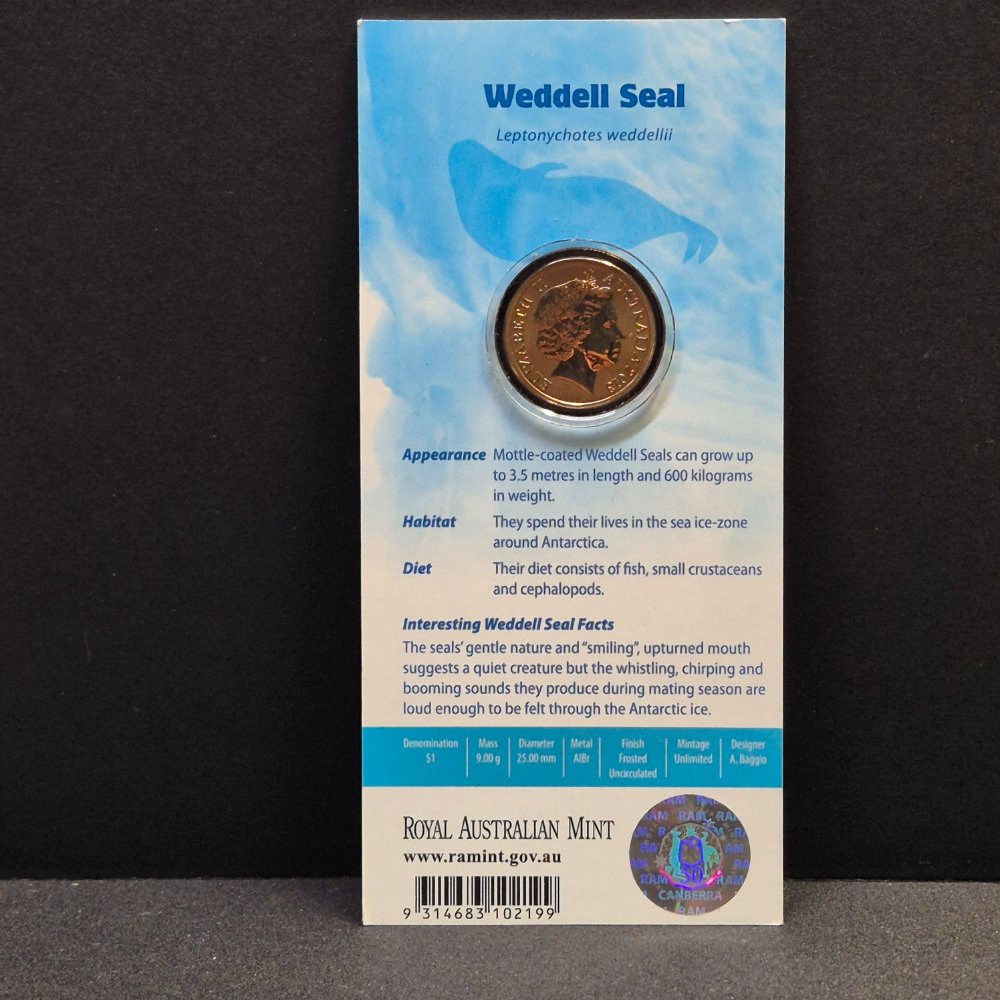 2013 $1 Polar Animals - Weddell Seal - Coloured Uncirculated Coin