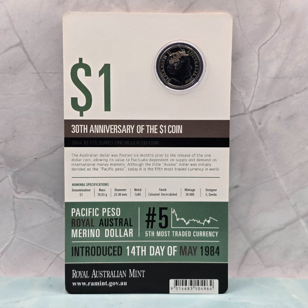 2014 30th Anniversary of the $1 Coloured Uncirculated Coin Carded