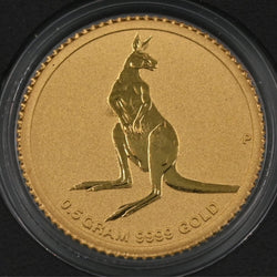 2014 $2 Miniature 0.5 gram .9999 Gold Proof Kangaroo in capsule - reverse