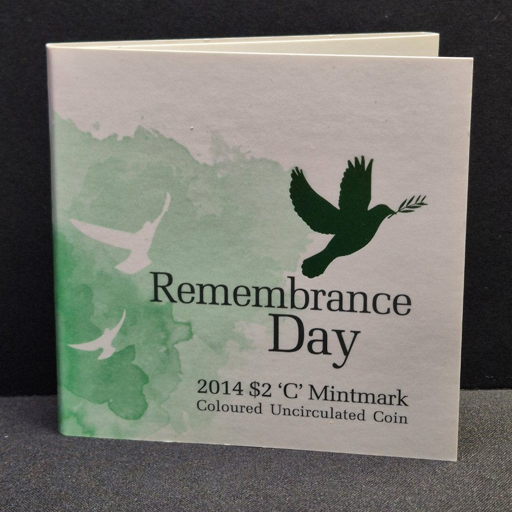2014 $2 'C' Mintmark Remembrance Day Green Dove Folder