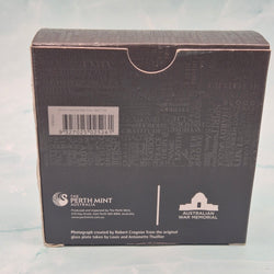 2014 1/4oz The ANZAC Spirit 100th Anniversary Coin Series back of box with text 'The Perth Mint Australia' 'Australian War Memorial'
