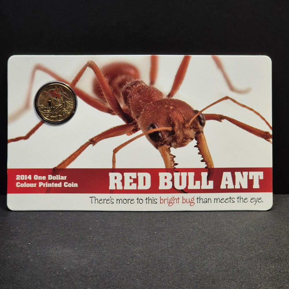 2014 $1 Bright Bugs - Red Bull Ant Coloured Uncirculated Coin