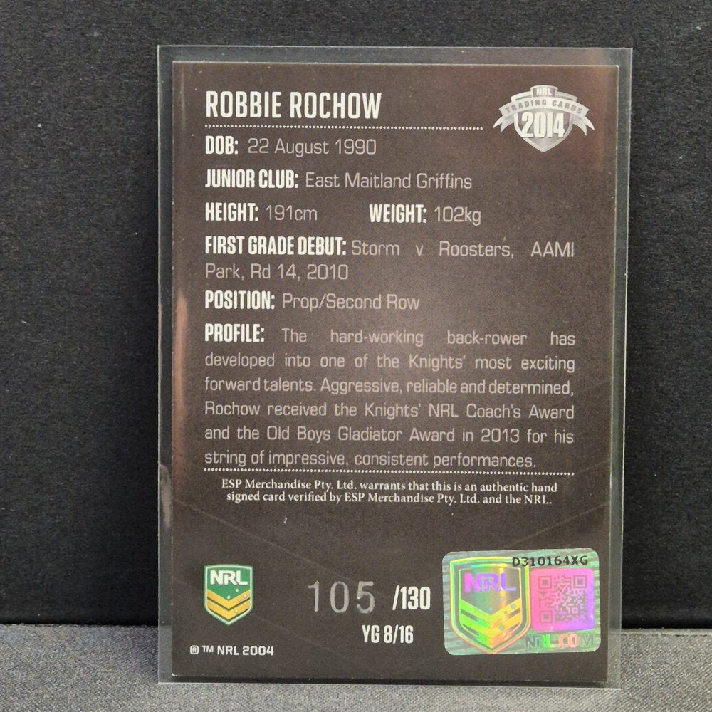 2014 NRL Traders Elite - Young Guns Signature - YG8 - Robbie Rochow