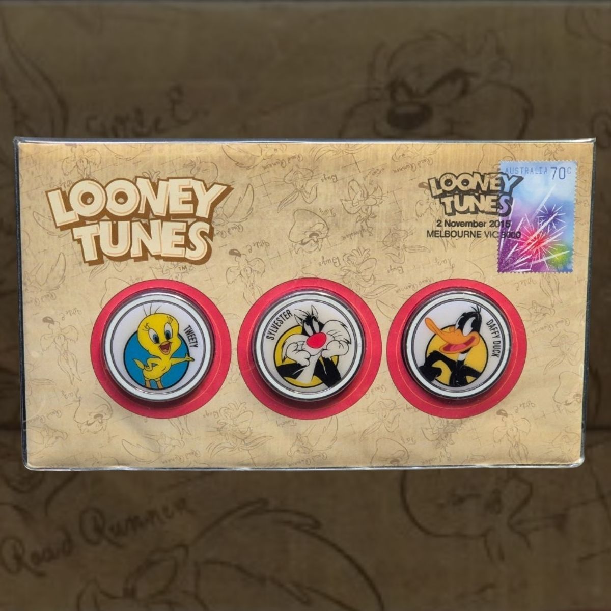 2015 Looney Tunes Three Medallion Tweety, Sylvester and Daffy Duck PMC