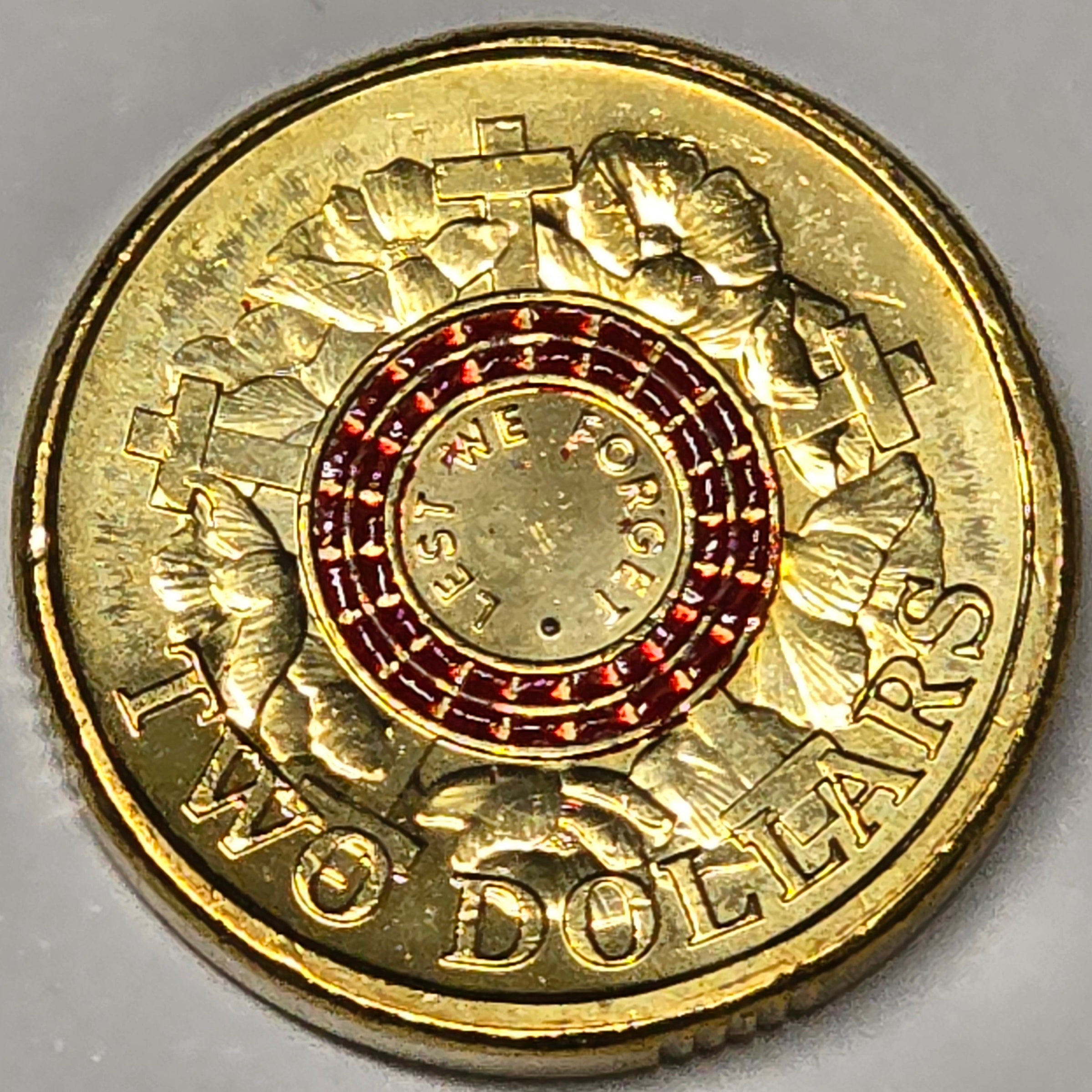 2015 $2 Lest We Forget ANZAC Cove single unc coin reverse