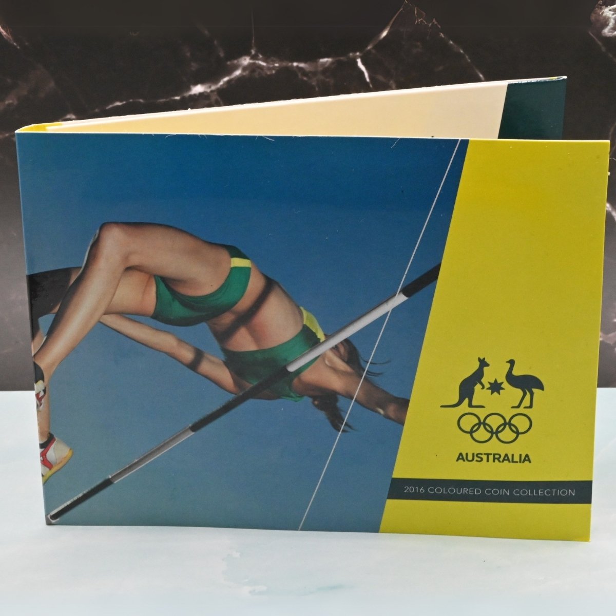 2016 $2 Coloured Rio Olympics Australian Five Coin Collection folder front - High Jump image