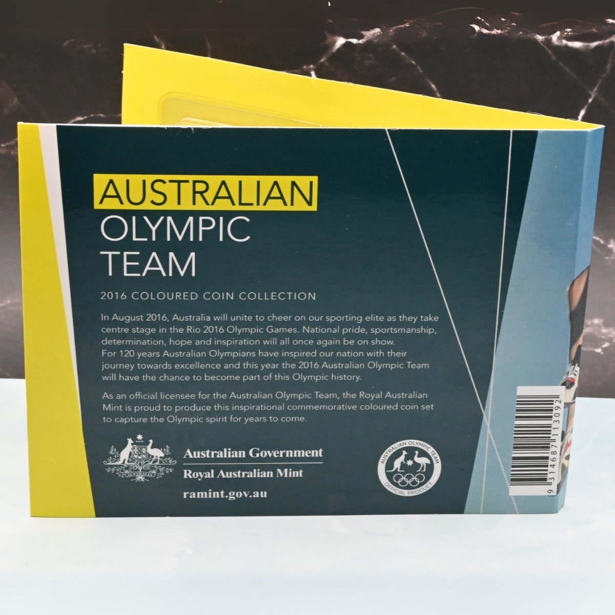 Australian Olympic Team 2016 Coloured $2 Five Coin Collection packaging back of folder