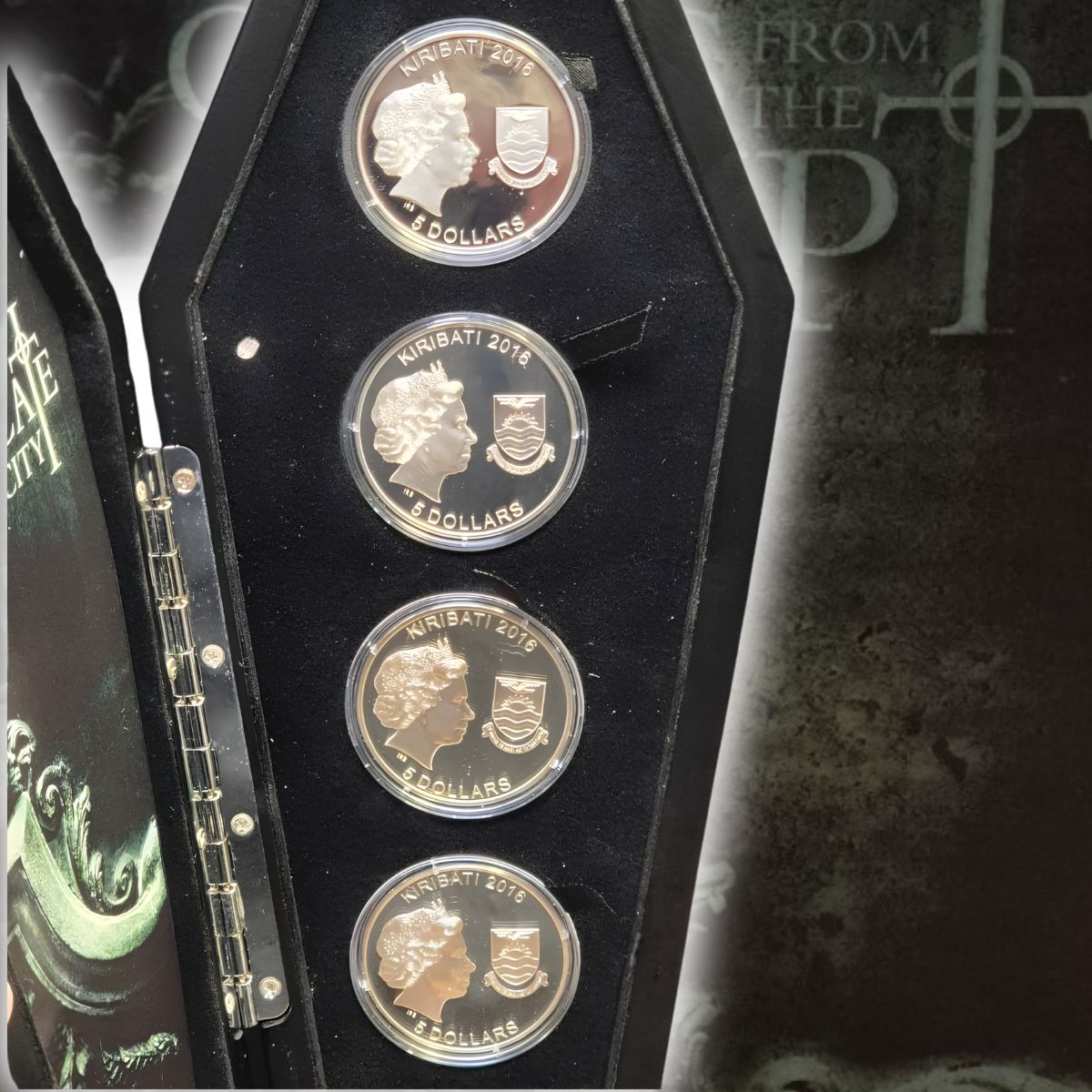 2016 Kiribati $5 Coins from the Crypt Coloured Sterling Silver Four-Coin Set