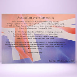 Australian decimal currency six coin year set folder with 2016 Changeover 6 coins circulated