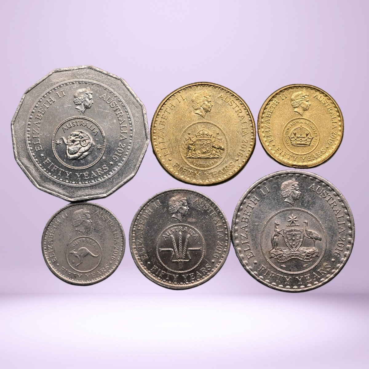 loose set - 2016 Changeover coins - six - obverse