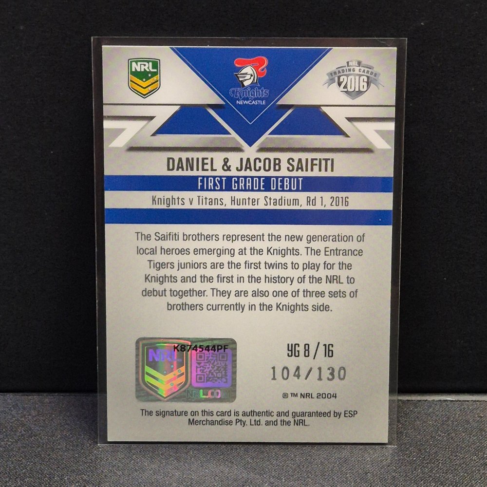 2016 NRL Traders Elite - Young Guns Signature - YG8 - Daniel & Jacob Saifiti