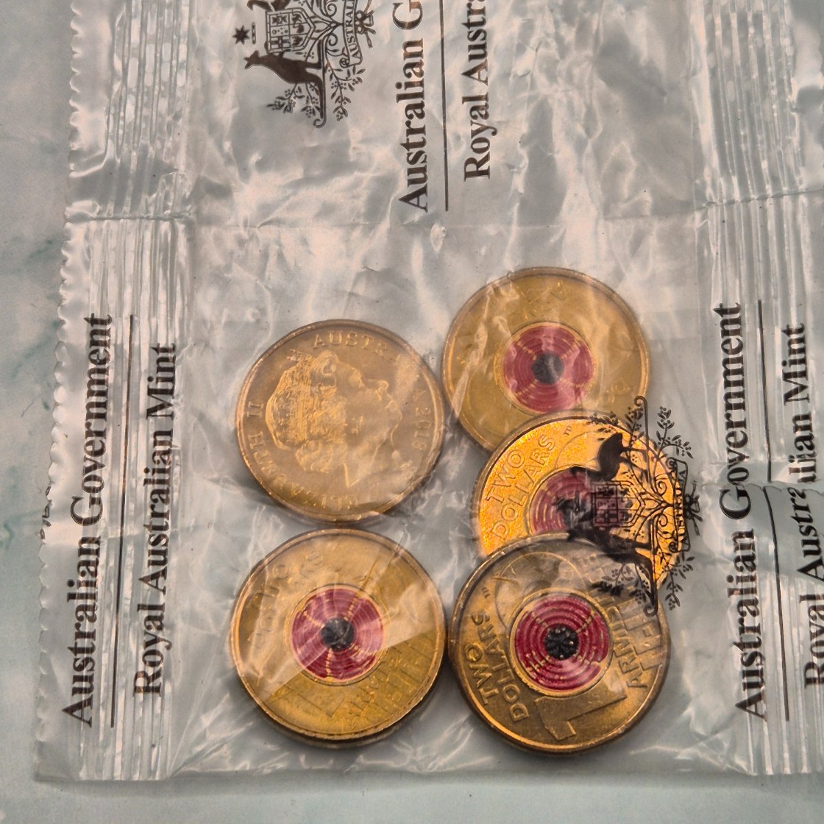 2018 $2 Royal Australian Mint Five Coin Bag sealed with Armistice Centenary coins