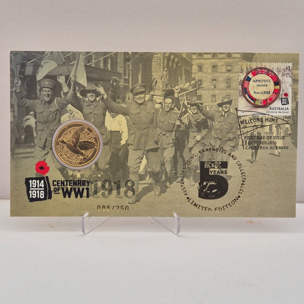 2018 $1 Perth Mint Centenary of WWI PNC with Third Party ACBC 5 Years overprint