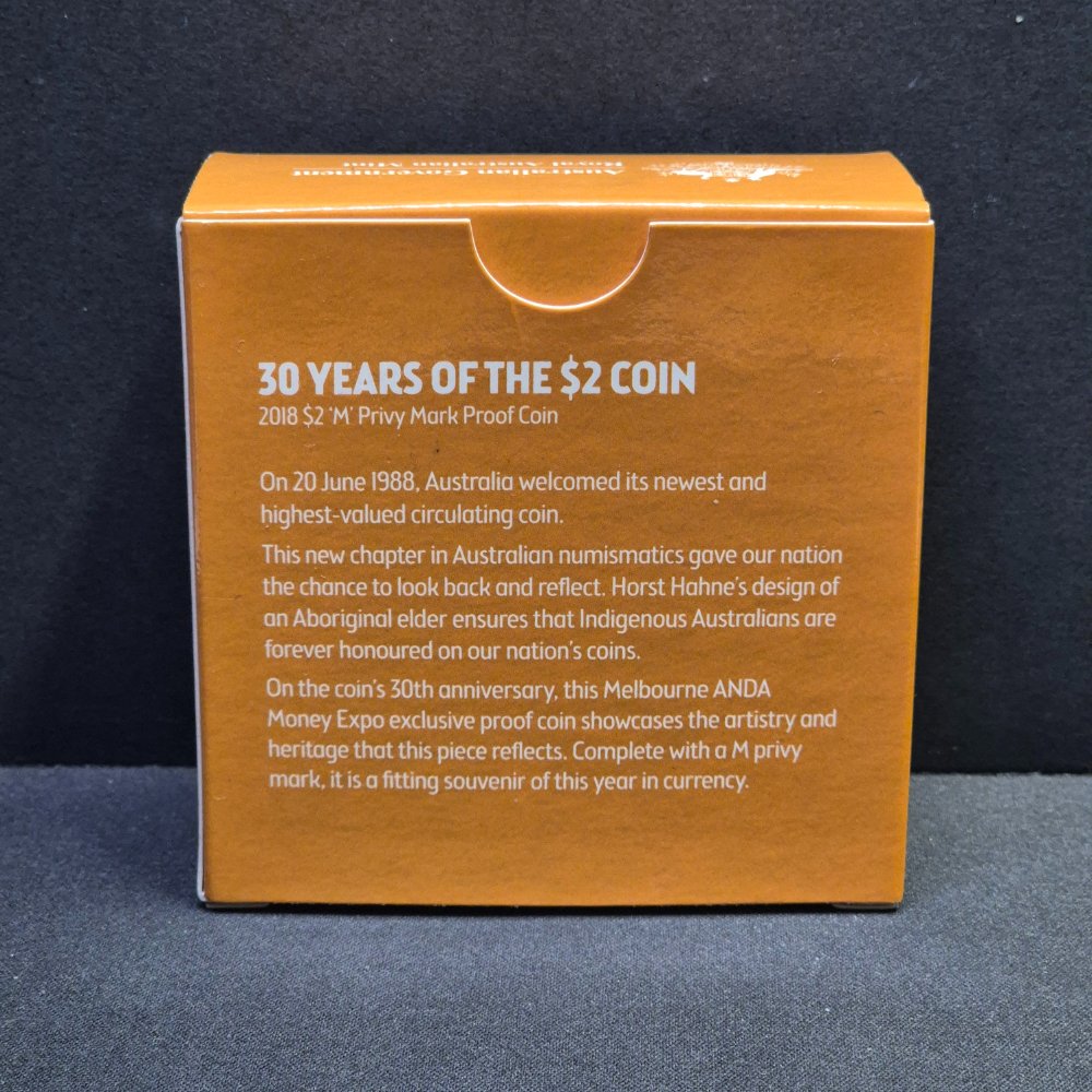 2018 $2 30th Anniversary 'M' Privy Mark Proof Coin