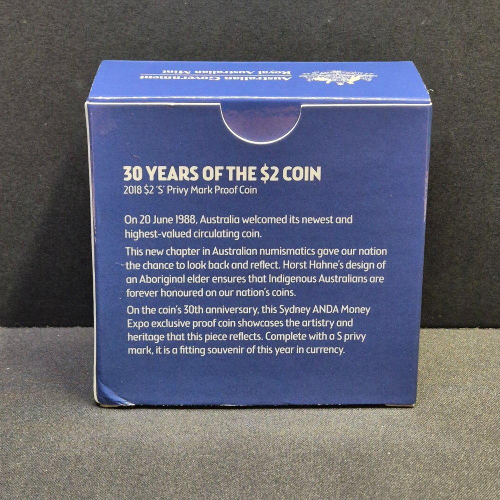 2018 $2 30th Anniversary 'S' Privy Mark Proof Coin